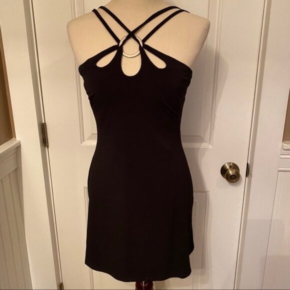 CACHE NEW NWT TOP TANK TUNIC BLACK SLEEVELESS STRETCH O RING Size M - Picture 1 of 6